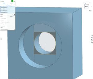 Sketch to of counterbore hole workflow